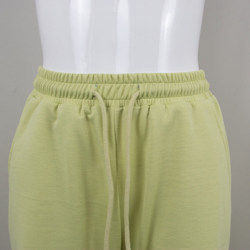 Autumn New High Waist Pants with Broken Holes Casual Loose Tight Waist Wide Leg Pants